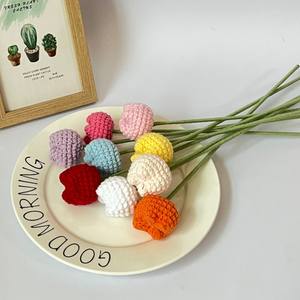Wholesale Hand-<strong>Knitted</strong> Tulip <strong>Flowers</strong> High-Quatily <strong>Flower</strong> <strong>Crochet</strong> <strong>Flower</strong> Bouquet Home Car Decor Holiday Gifting - Product Image 5