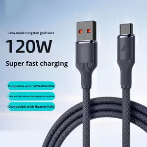 Cavo Dati Type-C a Ricarica Rapida 120W, Intrecciato in Nylon, per Telefoni Cellulari, Super F USB Flash Line per Auto e Stampanti - Product Image 3