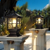 Lampe solaire LED à brancher pour poteau de portail, pilier, cour, jardin, en alliage d'aluminium, IP33, abat-jour en verre, garantie 8 ans