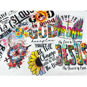 Motif de transfert d'impression d'écran d'été de l'écriture de Dieu inspirante DTF personnalisé étanche Durable transfert de chaleur PET lavable - Product Image 1