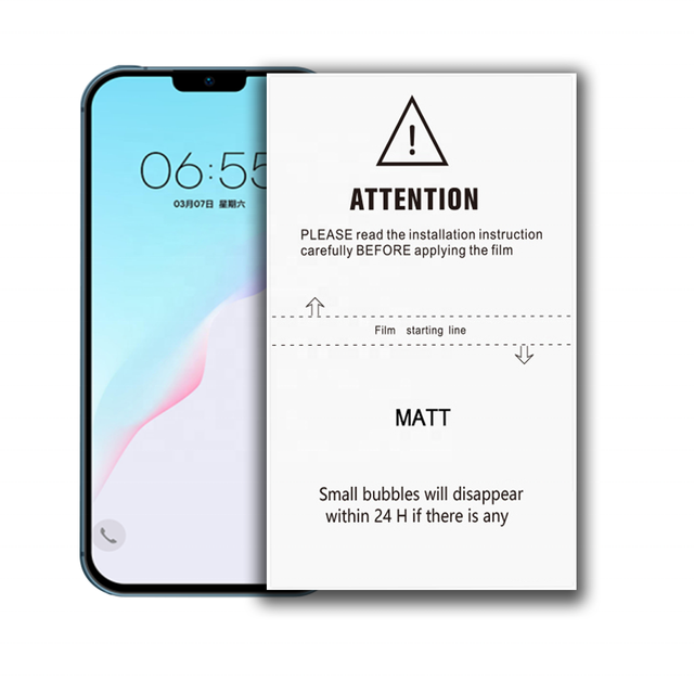Factory Wholesale Soft HD Clear Matte TPH TPU Hydrogel Cutting Film Screen Protector for Mobile Phone Anti-Glare Foil Membrane