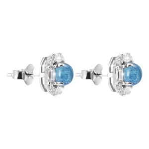 Stud Earrings S925 Silver Aquamarine Geometric Design Claw Setting For Women Men Fashion Jewelry Gift - Product Image 4