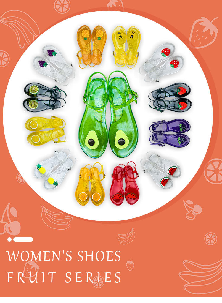 Custom Fruit Sandals Women's Non-slip Soft Bottomed Jelly Sandals Pineapple Beach Shoes