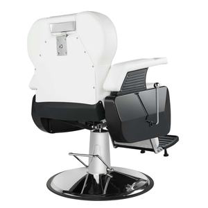 Chaise de barbier blanche de qualité supérieure pour salon de beauté, cadre en acier inoxydable durable, base ronde, chaise de barbier pour salon - Product Image 6