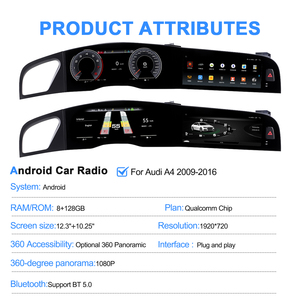 Radio con Pantalla Táctil Doble Android para Auto NaviHua para Audi A4 2009-2016 de 12.3+10.25 Pulgadas con Bluetooth y Navegación GPS - Product Image 4