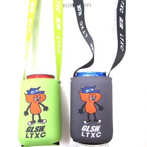 ปลอกหุ้มกระป๋องเบียร์นีโอพรีนแบบขายส่ง พิมพ์ลายได้ พร้อมสายคล้องคอหลากสี - Product Image 1