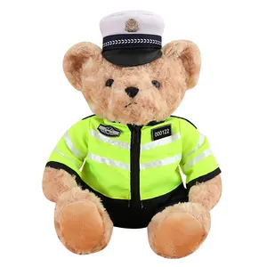 Osos de peluche de policía Juguetes de peluche Oso de peluche con uniforme 25cm