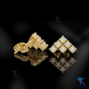 Lab Grown Diamond Classic Brilliant Cut 6 Stone Cluster <b>Stud</b> Earrings 14K/18K Solid Gold Women's Jewelry KRUP JEWELS Wedding - Product Image 1