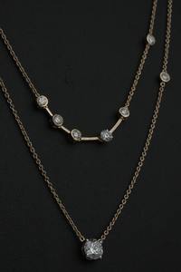 Women's Trendy Round Cut Synthetic Lab Grown <b>Diamond</b> <b>Necklace</b> 18/14 Karat Rose Gold/<b>Silver</b>/Gold Plated IGI Certified - Product Image 2