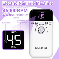 Lime à ongles électrique rechargeable professionnelle 45000 tr/min pour le retrait du gel acrylique, le polissage, kit de manucure et pédicure pour la maison et le salon