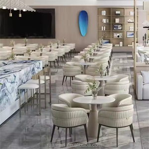 Juego de Muebles Modernos <span class=keywords><strong>para</strong></span> Restaurante, Sofá de Cuero, Madera, Metal y Terciopelo, Taburetes de Bar, Mesa con Superficie de Piedra, Ecológico y Duradero - Product Image 5