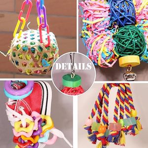 Long-Tailed <b>Small</b> Parrot Bird Toys 5-Piece Set Rope & Paper Chew Foraging Toys with <b>Ladder</b> Swing Rattan Ball Accessories - Product Image 3