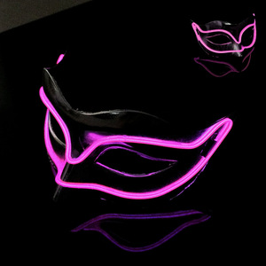 Vente flash : 10 couleurs de masques de fête en PVC, masques lumineux <span class=keywords><strong>à</strong></span> LED, masques de fantôme d'Halloween, demi-masque en fil lumineux pour décoration de mascarade - Product Image 1
