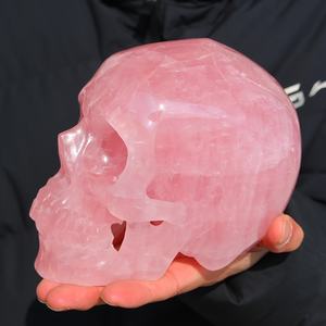 Crâne en cristal naturel sculpté, ornement en cristal poli pour la décoration de la maison et du bureau, collection de cadeaux artisanaux de guérison Reiki - Product Image 5