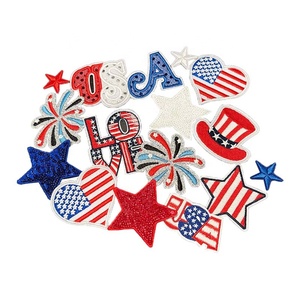 Merica Yall bal parti yama şoför şapkası gülümseme yüz işlemeli demir yama dayanıklı kumaş için Glitter havai fişek ile - Product Image 1