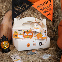 Boîtes cadeaux pour bonbons et friandises d'Halloween avec poignée robuste, emballage laminé brillant/mat, design à fentes pour cadeaux de fête