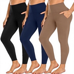 Wholesale Breathable Casual Knitted Spandex/Polyester Seamed Leggings Pockets Women High Waisted <b>Tummy</b> <b>Control</b> Ankle-Length - Product Image 3