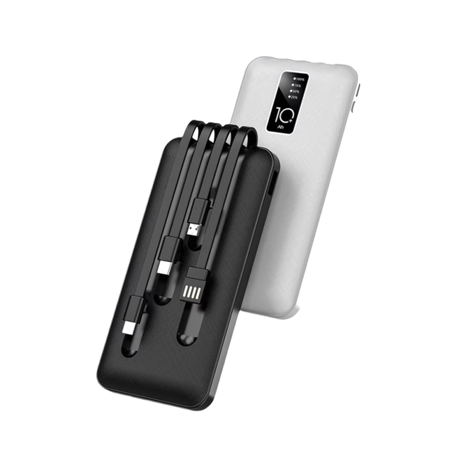 Hot Selling 10000mah Power Bank with Built-in Cables Portable Mini Power Bank for Phone Led Display for 20000mah