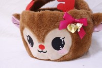 Nouveau Panier en Tissu Peluche Renne de Pâques 2025 avec Plastique PE, Mignon, Couleur Bonbon, Blanc, Multifonctionnel pour Enfants