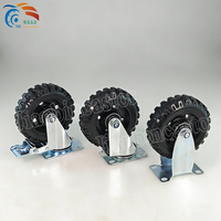 Roues pivotantes industrielles en caoutchouc de 5 pouces avec frein, capacité de 150 kg, pour chariots et chariots à outils en fer