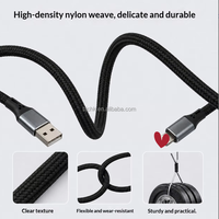 Kabel Data Pengisian Cepat Tipe-C 100W Merah Hitam Nylon Kepang Tembaga Murni OEM/ODM Panjang 1m-3m untuk iPhone OPPO