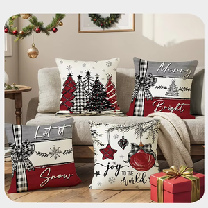Set sarung bantal sofa dekorasi Natal liburan 4 sarung bantal Natal - Product Image 6