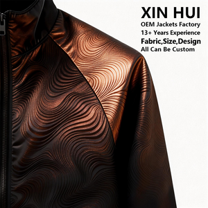 Chaqueta Personalizada con Cambio de Color Óptico para Hombre, Chaqueta Bomber con Textura Ondulada 3D en Relieve, Chaqueta Cortavientos Reflectante OEM de Fábrica - Product Image 3