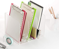 Porte-revues en acrylique transparent, organiseurs de bureau et accessoires, support de livres pour l'organisation du bureau, convient aux formats 9 x 12 pouces