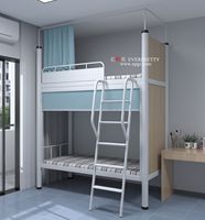 Meubles pour dortoir scolaire Cadre en bois métallique Lit superposé double avec chaise de bureau et étagères