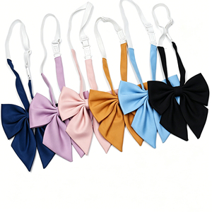 Nœud papillon pré-noué ajustable de couleur unie style JK « Hane » pour uniforme scolaire japonais, accessoire pour chemise d'écolière - Product Image 1