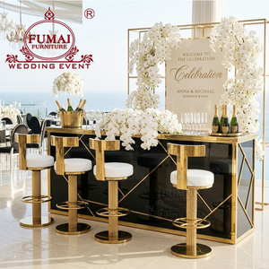 Muebles para Club Nocturno, Barra de Bar de Cócteles con Marco Metálico y PVC Negro - Product Image 3