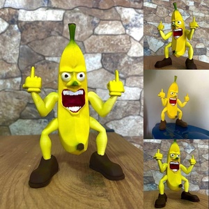 Ornement de bâillon d'artisanat en résine-Décoration d'homme banane de doigt du milieu, décoration de bureau réaliste de mini banane - Product Image 2