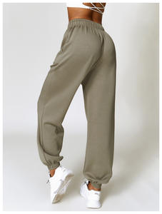 Pantalon de jogging pour femme, taille haute, sport, gym, fitness, coupe régulière, respirant, hiver, 100% coton, fermeture à cordon, devant plissé - Product Image 3