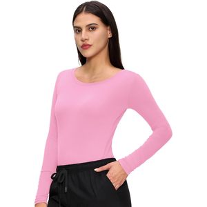FOXA Women <b>Long</b> <b>Sleeve</b> <b>Undershirt</b> Crew Neck 100% Cotton Breathable Comfort Tee For Scrubs - Product Image 3