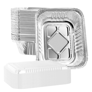 450ml 6*5" Recycling Disposable Rectangle Aluminum <b>Foil</b> Food <b>Container</b> with PET Plastic Lid Pulp Moulding - Product Image 4