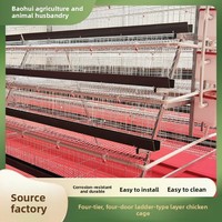 Système de cage à poules pondeuses galvanisé à quatre niveaux et quatre portes avec conception à escaliers multiniveaux