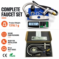 Robinet de cuisine en acier inoxydable avec douchette extractible, flexible tressé en acier inoxydable, montage sur plan, rotation à 360°, eau chaude et froide, finition chromée