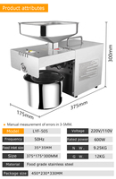 Petite presse à huile automatique MJ en acier inoxydable pour usage domestique – Olive, arachide, sésame, graines de tournesol – Pressage à froid et à chaud – Économie d'énergie