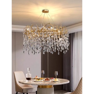 LIGHTOPS Lustre d'intérieur rond transparent en marbre Suspension en fer pour salon et salle à manger - Product Image 4