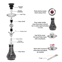 Chichas de qualité supérieure à prix abordable avec 2 tuyaux, en verre mosaïque noire, type Hubble-bubble, Narghile arabe, ensemble complet de chicha, vente en gros
