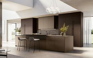 Ensemble d'armoires de cuisine modernes Song Design, portes en MDF, finition brun foncé, design compact, garantie 5 ans pour usage commercial - Product Image 2
