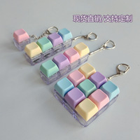 Porte-clés de décompression créatif en forme de touche de clavier Macaron, pendentif de clavier à pression au bout des doigts