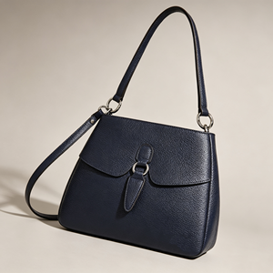 Vintage Pebbled Leather Shoulder <b>Bag</b> Detachable Strap Flap Closure Back Zipper Casual Work <b>Tote</b> - Product Image 4