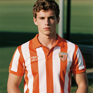 Maillot de football rétro personnalisé polo brodé col côtelé manches courtes chemises de football classiques pour l'école - Product Image 1