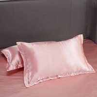 Ensemble de literie à motif solide en satin de soie 4 pièces de mariage comprenant une housse de couette et un drap-housse Style simple tissé linge de lit complet