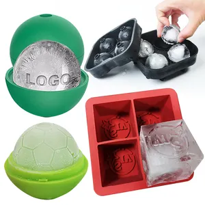Logo silikon bening portabel pembuat koktail es wiski bola cetakan kubus cetakan pembuat baki silikon cetakan bola es