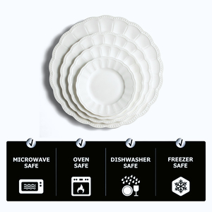 Assiette de présentation en porcelaine fine blanche en relief, style vintage français, pour mariage, vente en gros - Product Image 3