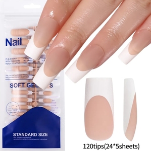 Juego de puntas de <span class=keywords><strong>uñas</strong></span> de Gel de Punta francesa, 120 Uds., prensa desnuda Rosa Suave en las <span class=keywords><strong>uñas</strong></span>, cubierta completa brillante, prensa en las <span class=keywords><strong>uñas</strong></span> perfecta para mujeres y niñas - Product Image 1