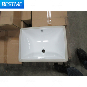 Lavabo en céramique rectangulaire moderne BESME à encastrer pour hôtel, salle de bain, toilettes - Product Image 5