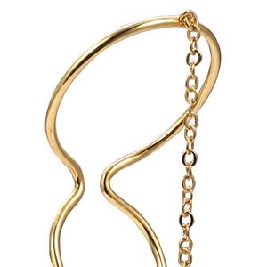 Joyería de Latón chapado en oro de 18K, cadena curva, Clip para oreja sin Piercing, pendientes E191124 - Product Image 2